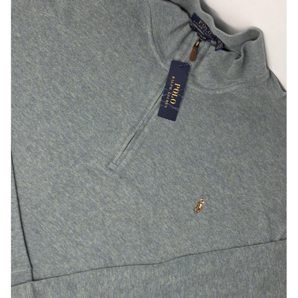 NEW Polo Ralph Lauren Men's 5XB Green 1/4 Zip Pullover Sweater Estate Rib NWT - Picture 1 of 13